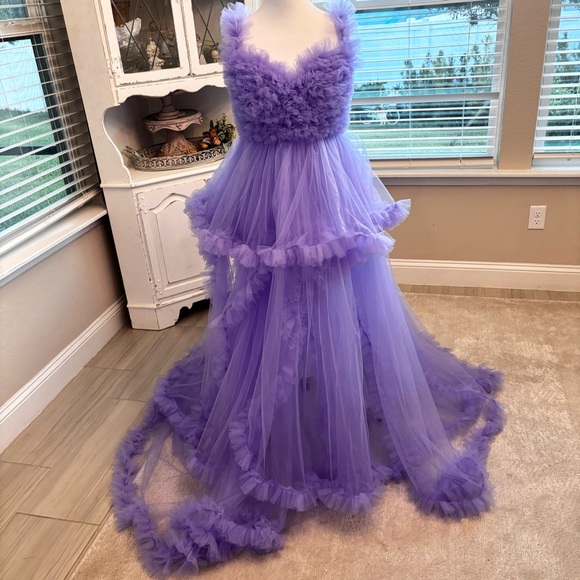 Other - NEW Tulle Maternity Dress for Photoshoot Bridal Robe Dusty Purple NWOT Size M